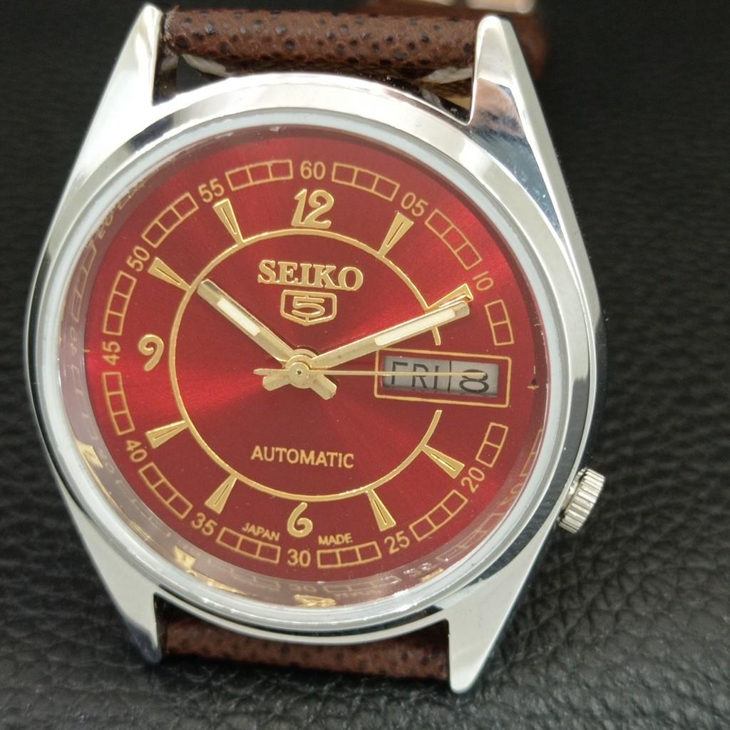 JAPAN VINTAGE REFURBISHED SEIKO 5 AUTOMATIC 7009A MENS RED DIAL WATCH A446628-1