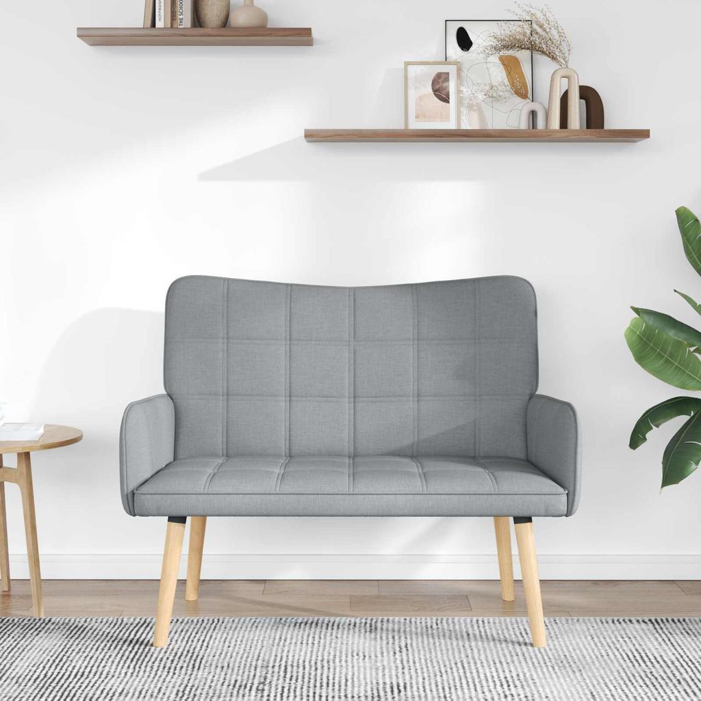 2 Seater Sofa Light Grey 115 x 61 x 87 cm Fabric