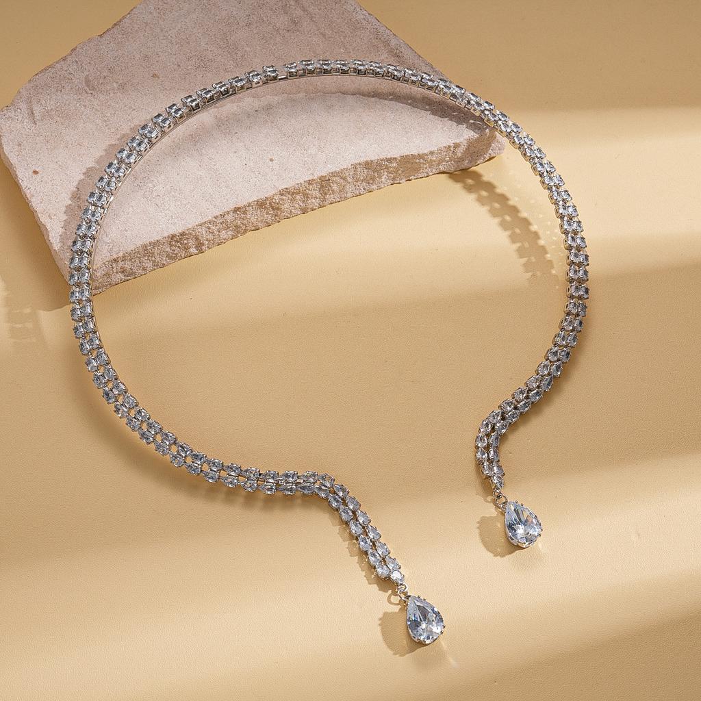 Wind zircon geometric water drop pendant collar exquisite necklace