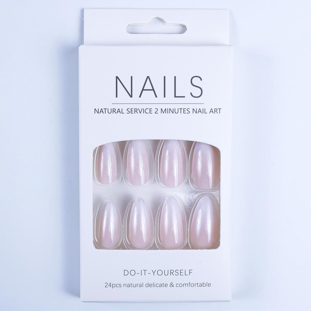 24-Piece French Gradient Almond Shape Wearable False Nails
