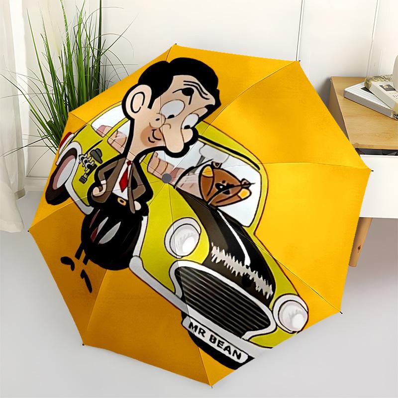 1 Pezzo Mr Bean Apertura/Chiusura Automatica, Telaio Resistente a 8 Stecche, Ombrello Compatto da Viaggio per Uomo e Donna S1222012