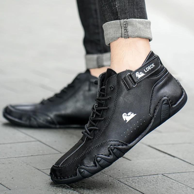 New in Casual Shoes Men Sneakers 2024 Male High Top Sneakers Winter Warm Designer Fashion Loafers Lace Up Shoes Men Ankle Boots