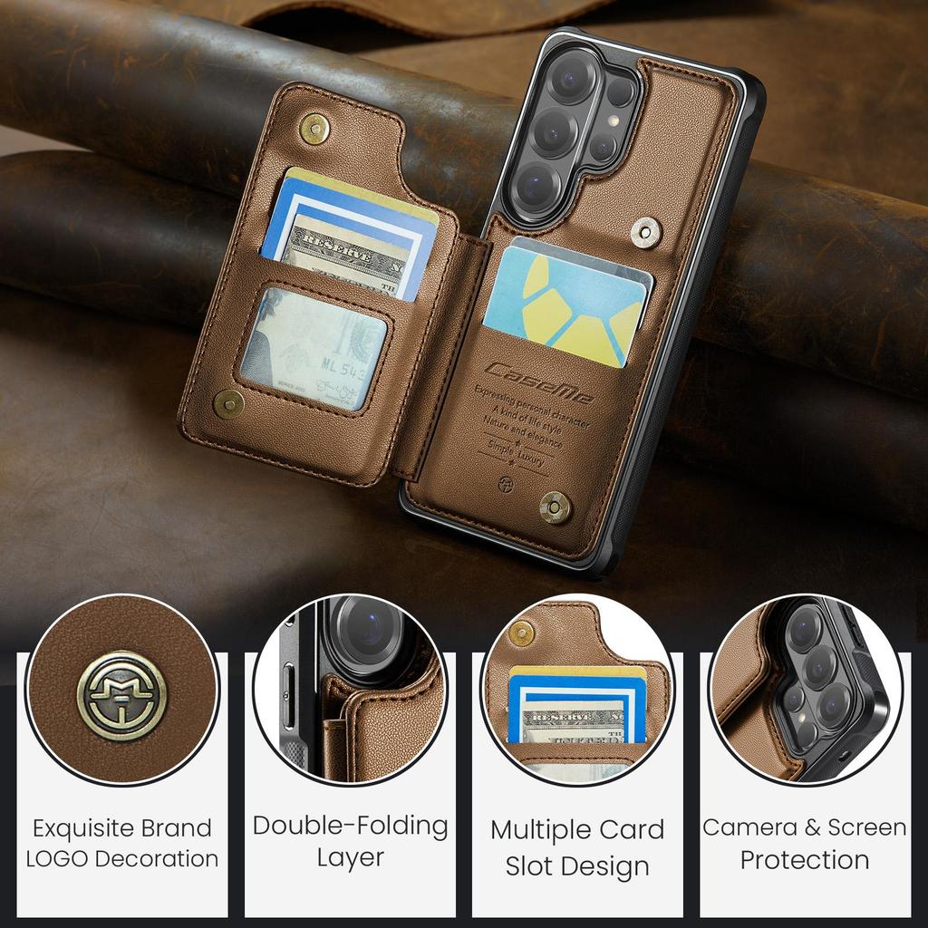 CaseMe Premium PU Leather Case For Samsung Galaxy S26+ S25 S24 S23 S22 S21 S20 Plus Ultra FE Card Wallet Holder Phone Back Cover Protector Skins