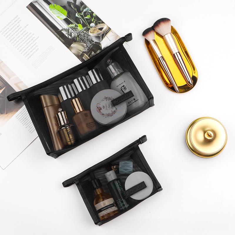 Trendy Transparent Mesh Cosmetic Storage Bag - Internet Celebrity Style