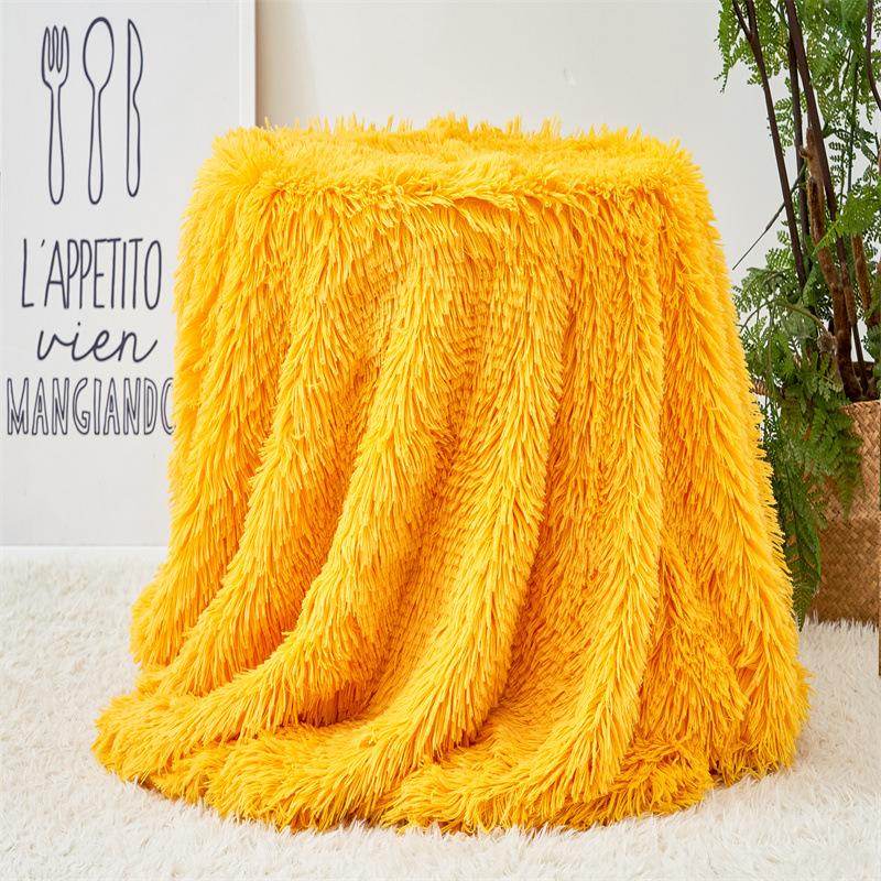 Solid Color Mink Fur Blanket Long Pile Tie-Dye Blanket for Sofa Bed Long Plush Bedspread Bed Cover Birthday Christmas Gift