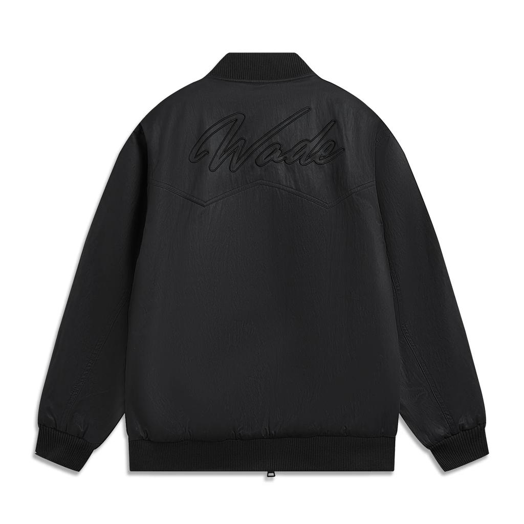 Li Ning Puffer Jackets Men's Black Baseball Collar Moderate Puffer Jacket AJMW001-1
