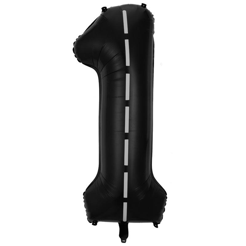 40 Inch Large Black Digital Aluminum Film Balloon Black And White Striped Racing Theme Birthday Party Decorative Balloon