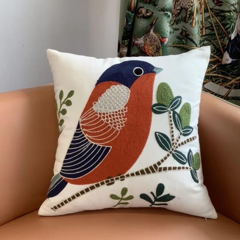 45X45Cm Flower Embroidered Throw Pillow Cover Plant Towel Modern Stamping Waist Cushion Cover Decor Home Decorative Pillowcase