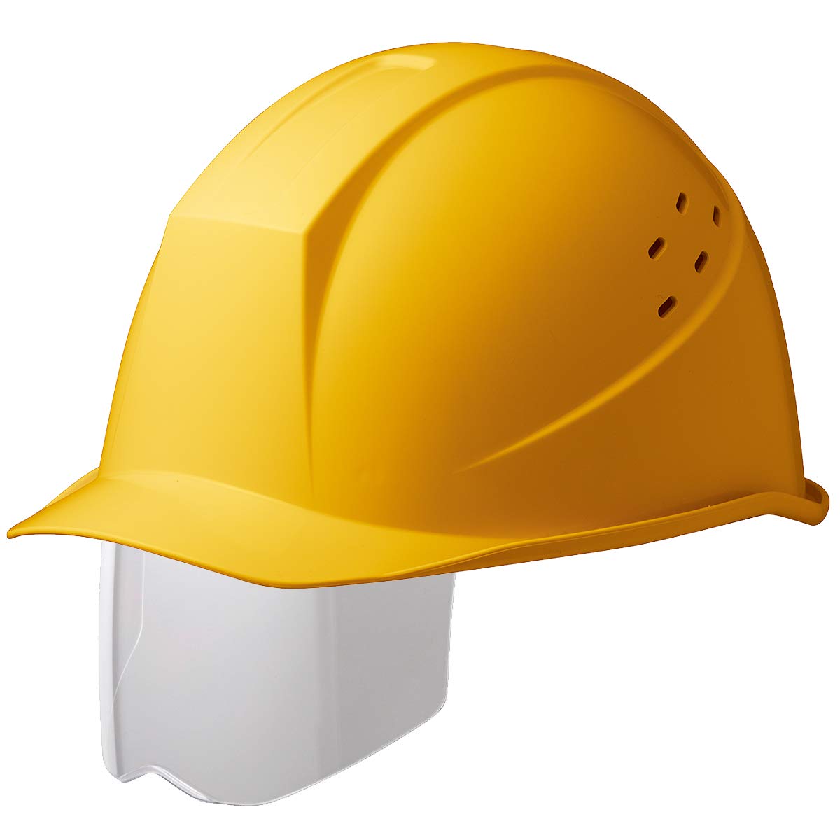 

MIDORI ANZEN Industrial Safety Helmet with Retractable Face Shield & Vent Holes (National Certification / RA Ratchet Band / KP Liner) – Yellow