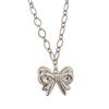 Gothic Hip Hop Bowknot Necklace for Women Retro Pendant Collarbone Chain Jewelry