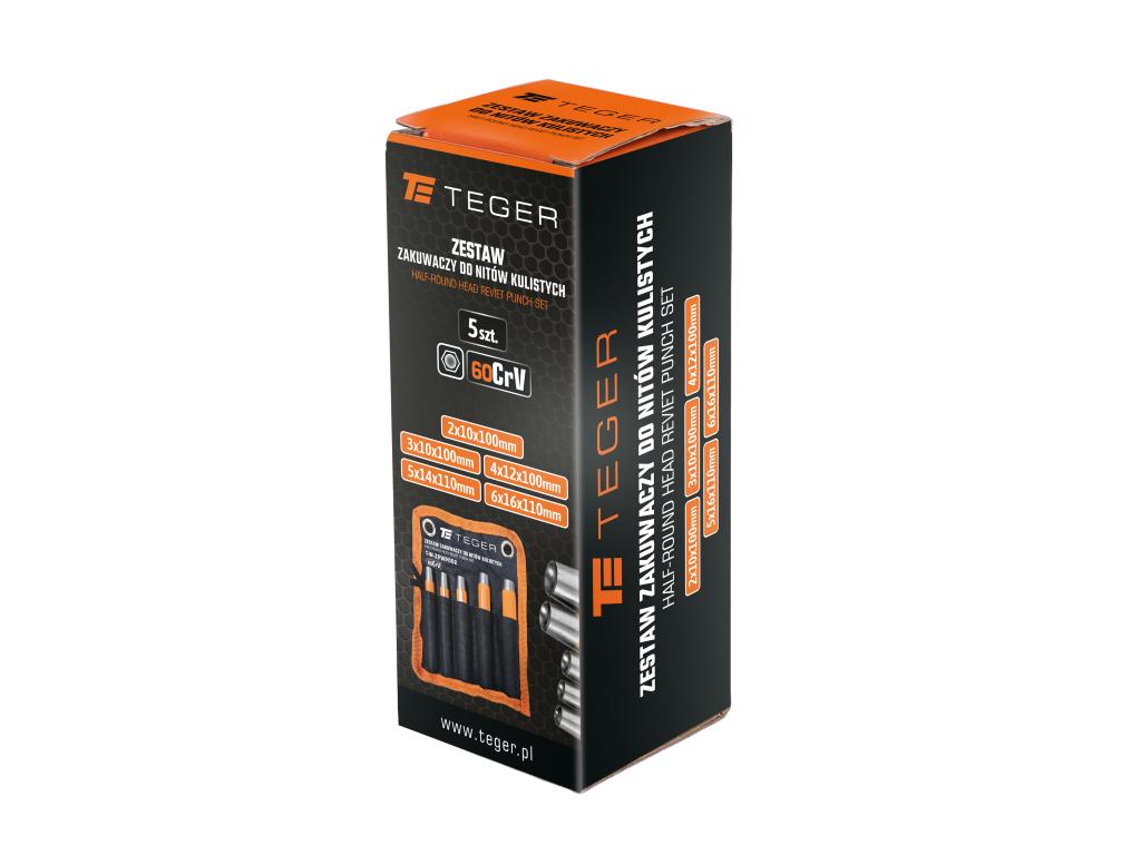 Set of crimping tools for ball rivets (5 pcs), TEGER