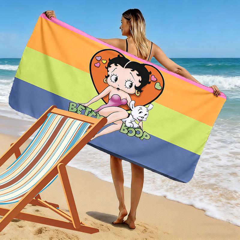 Betty Boop2 Print Beach Towel, Large Soft Quick Dry Towel for Beach Camping Swimming