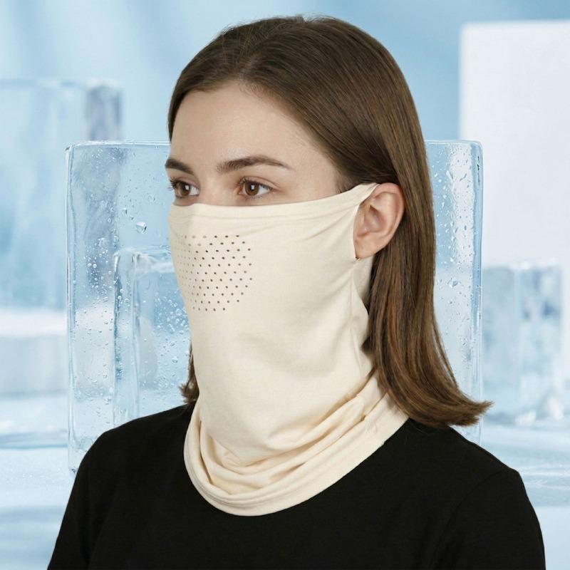 Summer Ice Silk Beanie for Men, Outdoor Cycling Sun Protection Face Mask, Breathable Ear-type Neck Cover, Fishing UV Protection Face Towel