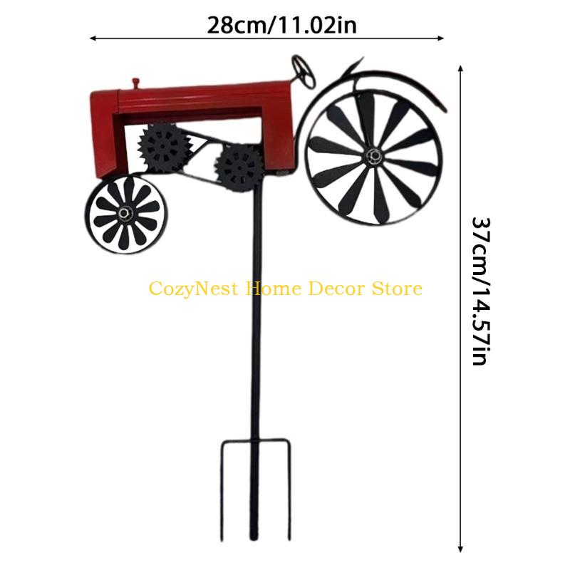 92MF Farmhouses Iron Tractor Windmill Spinner With Rotating For Patios Landscape