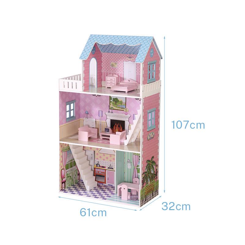 Nordic Wooden Dollhouse for Boys & Girls: Princess Villa Playset