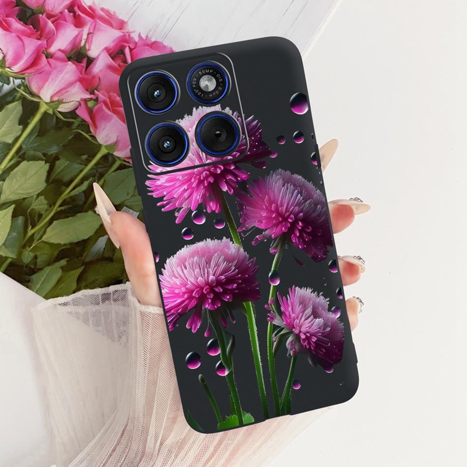 For Motorola Edge 70 Cute Flower Butterfly Cat Painted Case For Motorola Moto X70 Air Edge70 5G Black Silicone Soft Phone Cases