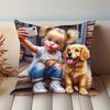 Charming Girl And Dog Printed Pillowcase Decoration Pillow Home Decoration Daily Home Decoration