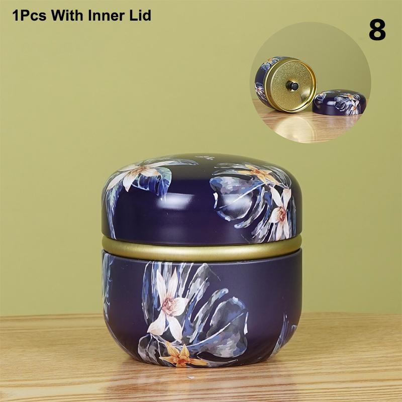 Tea Caddy Tea Box Containers Candle Cans Coffee Candy Snacks Sealed Iron Jars Floral Pattern Small Portable Storage Boxes