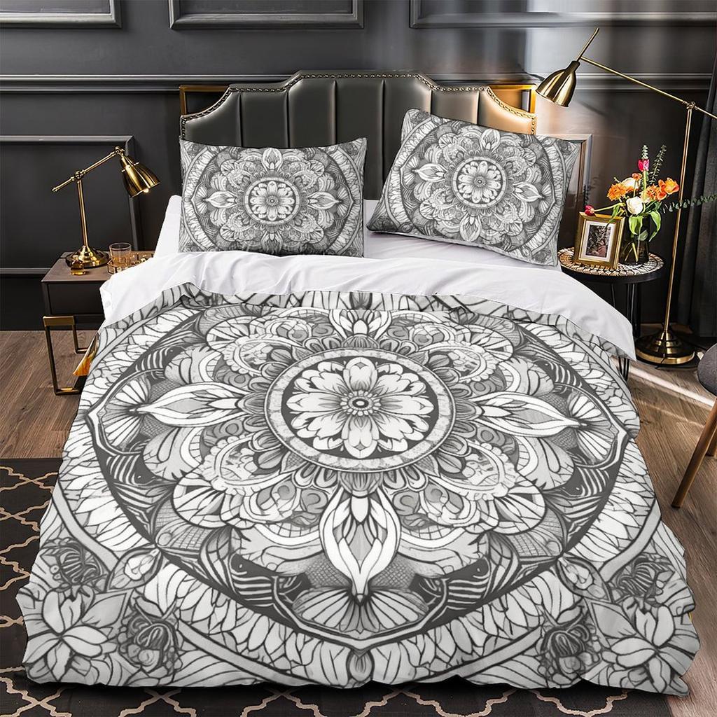 3D Digital Printing Mandala Series Quilt Cover Pillowcase Two Or Three-Piece Set Polyester Abraded