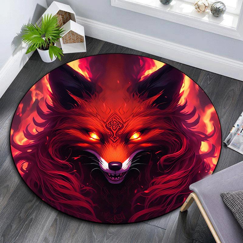 

1pc Soft, Absorbent & Non Slip Fierce fox Round Rug Soft Circle Rug for Living Room & Bedroom Decor, Chair Mats, and Unforgettable Home Gift 80cm by 80cm
