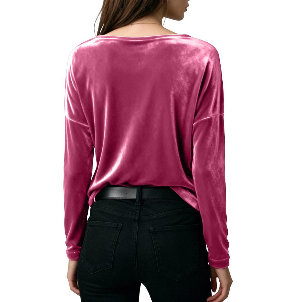 Damenmode Samt Rundhals Langarm Lockerer Pullover