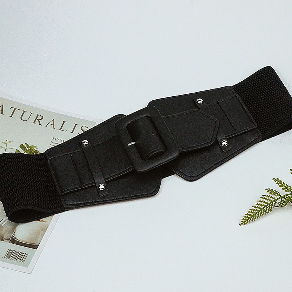 Personality Elastic Female Ladies Canvas Skirt Dress PU Belt Women Waistband Cummerbunds Waist Belt