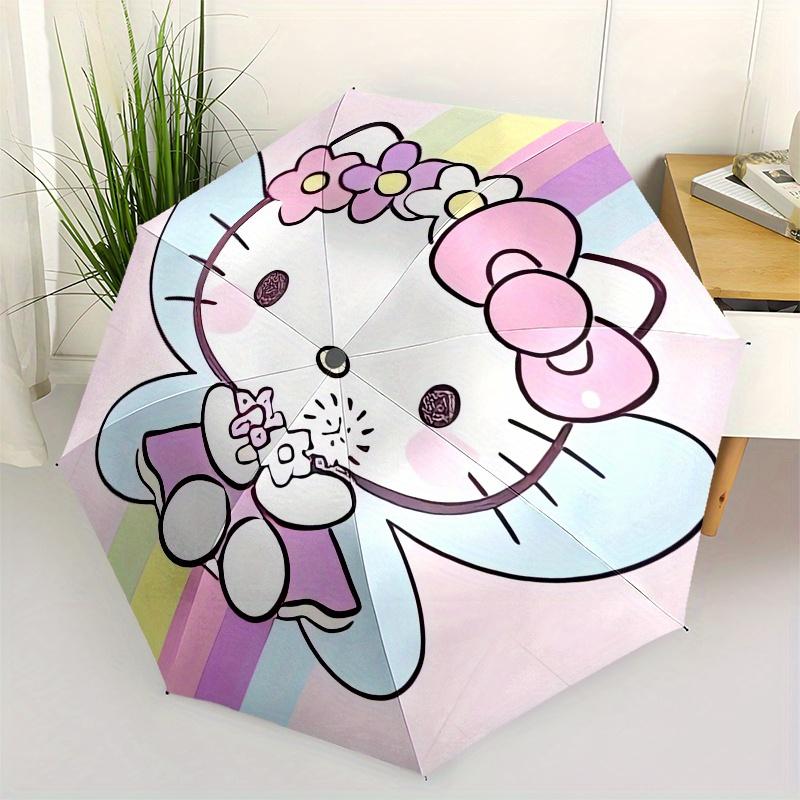 Hello Kitty, Rainbow Automatic Opening and Closing Parasol Compact Travel Umbrella with 8 Ribs for Women and Men Ideal Birthday/Christmas Gi