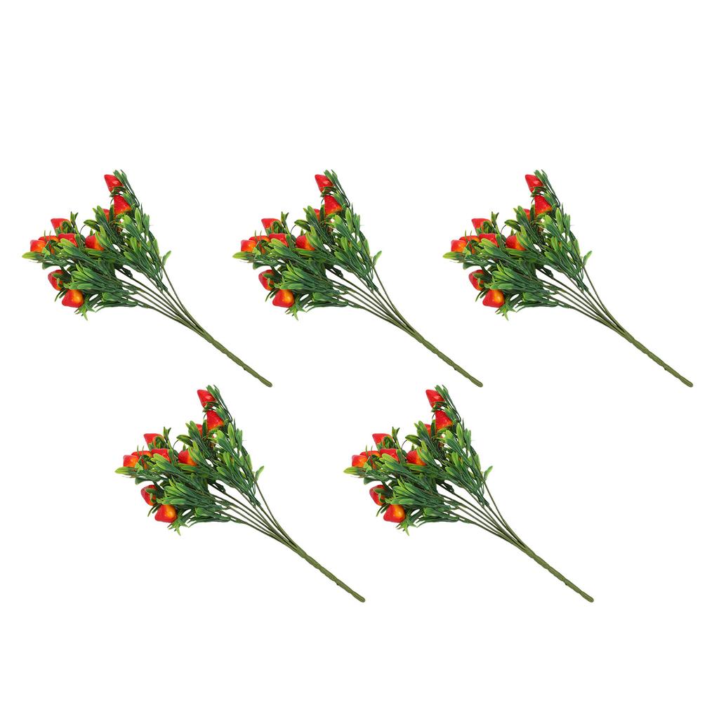Künstlicher Erdbeerzweig PVC Simulierte Erdbeerstaude Falsche Fruchtblüten-Sträuße für Zuhause Hochzeit Tischdeko DIY