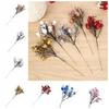 Reusable Christmas Glitter Berries Branches Realistic 29cm Artificial Berries Bright Color Christmas Ornament Home Decor