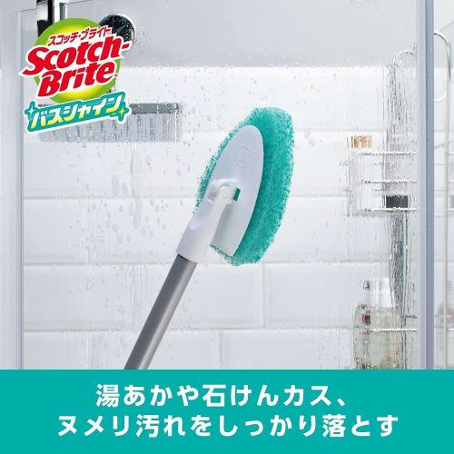 [.co.jp Exclusive] 3M Scotch-Brite Bath Shine B-549J+R Bath Cleaning Brush and Sponge, Long, Refillable