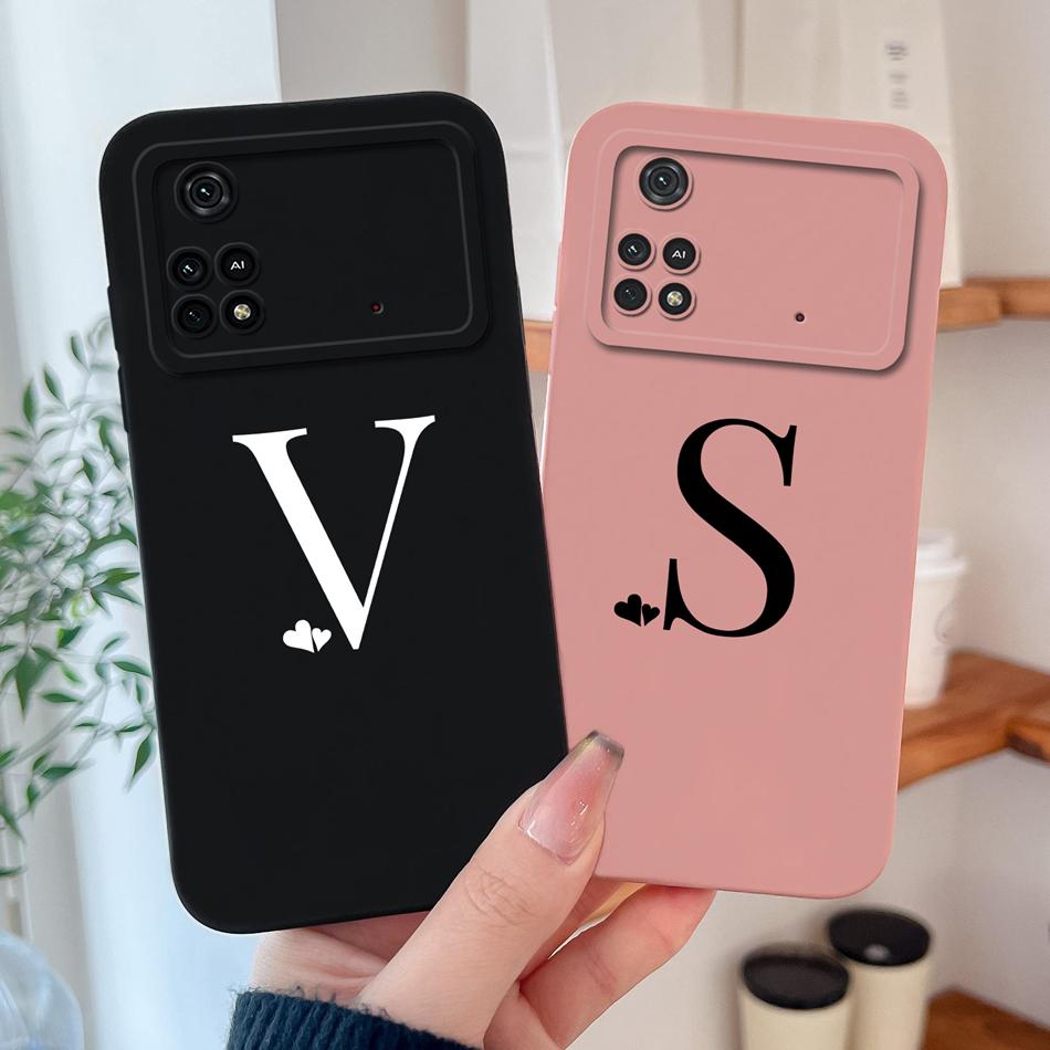 Hülle Für Poco M4 Pro 4G 5G Mode Buchstaben Rückseite Für Poco M 4 Vollschutz Weiches Flüssigsilikon Einfacher Handy-Schutz