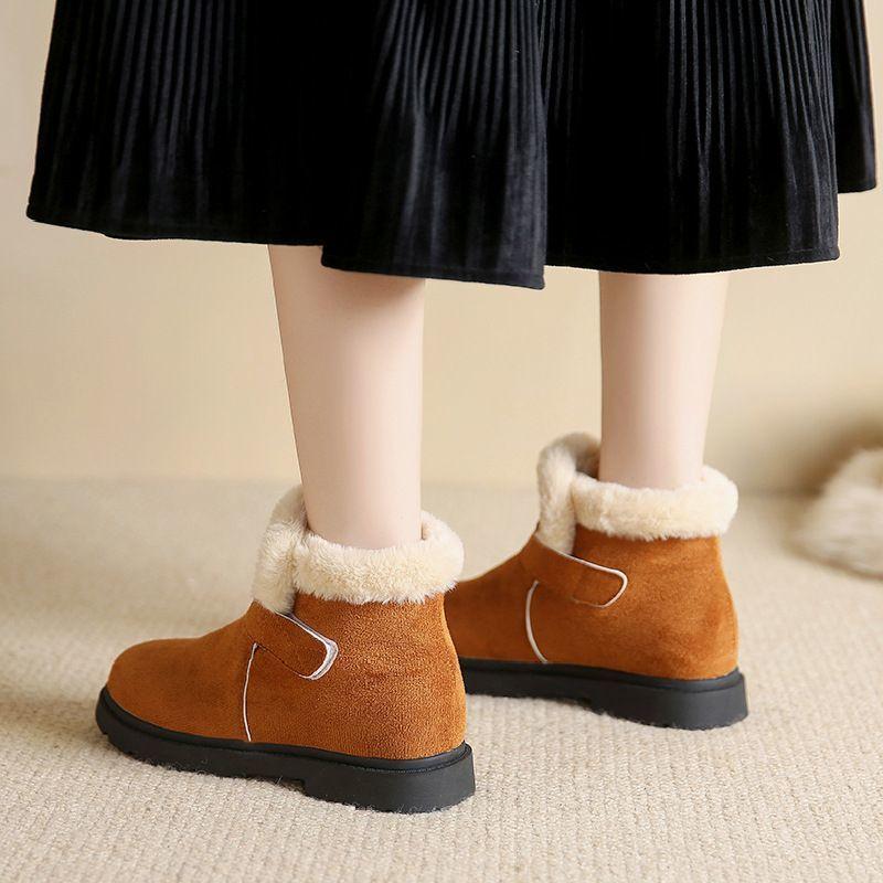 Women's Fur Mouth Large Size Soft Sole Winter Warm Fur One Snow Boots Padded Lined Ankle Boots Non Slip Hiking Casual Sports Cotton Boots