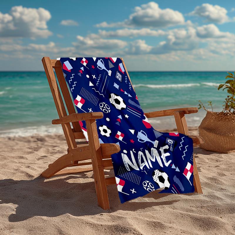 Custom Name Ultra-Soft Beach Towel with Soccer Theme,Ideal for Pool - Camping, Diving - Perfect Travel Essential, Vibrant Beach Towel.