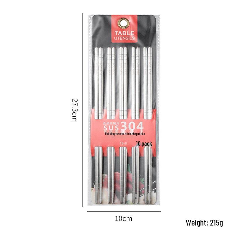 304 Stainless Steel Non-slip Anti-mold Hollow Chopsticks Set for Home, Restaurant, Hotel, or Canteen Use.