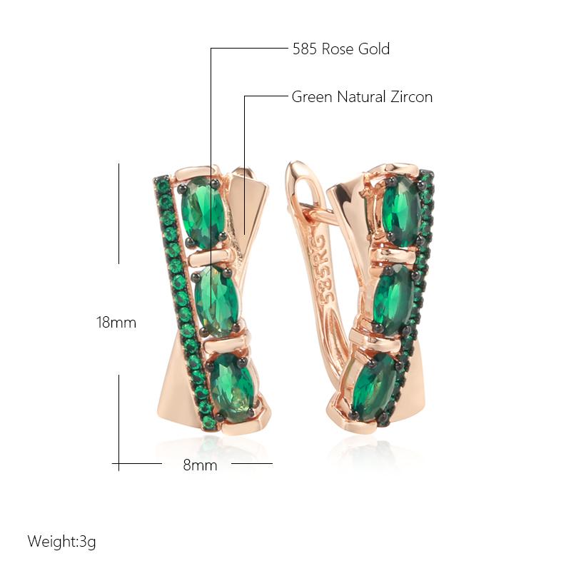 Green Natural Zircon English Earrings For Women Rose Gold And Black Plating Vintage Earrings Wedding Jewelry