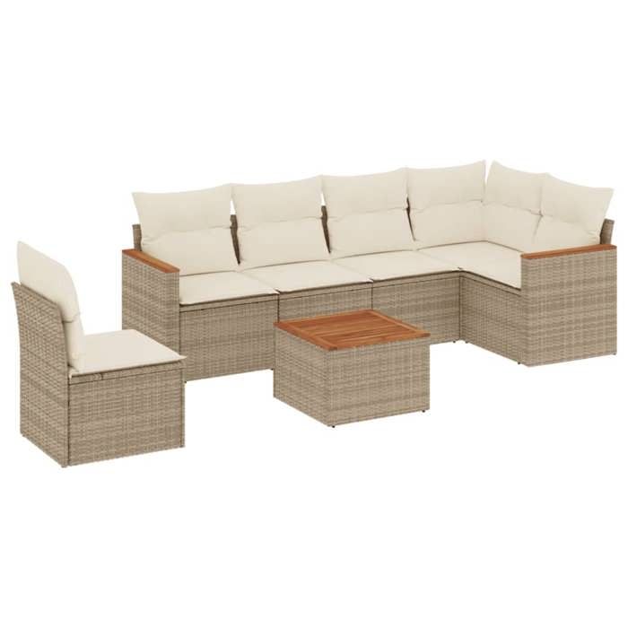 VidaXL Garden Lounge Set with Cushions 7 Pcs, Patio Sofas, Patio Furniture Set, Outdoor Furniture, Beige 3258425