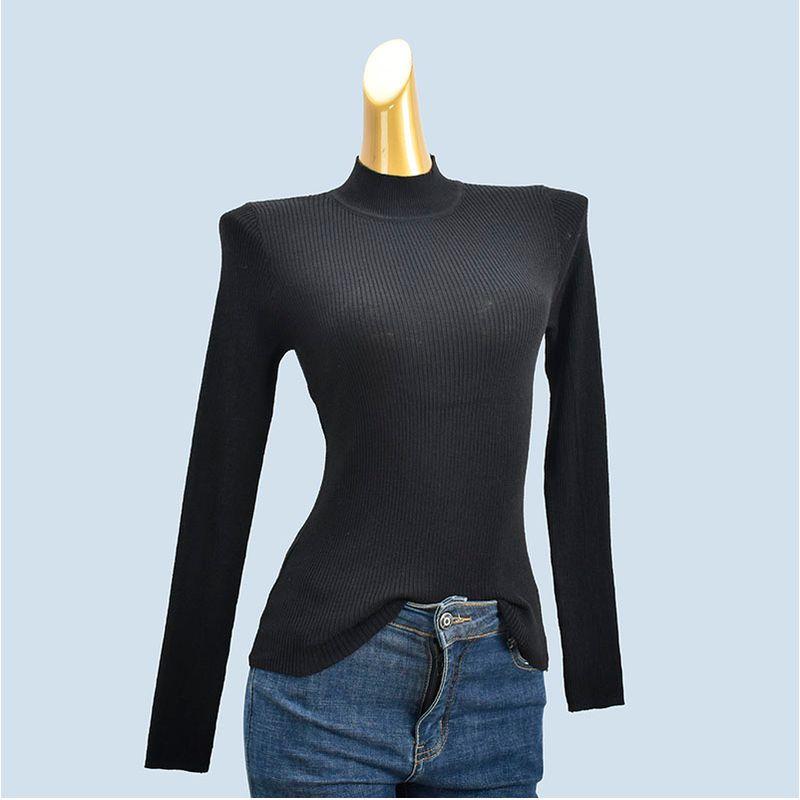 Sweater Spring, Autumn and Winter Half Turtleneck Soft Glutinous Comfortable High Elastic Easiest for Match Slim Fit Slimming Long Sleeves Base Blouse
