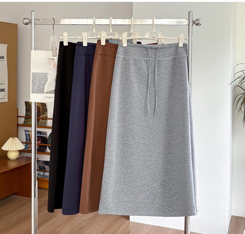 Autumn 2026 Casual Drawstring High Waist Slimming Slit Pencil Skirt
