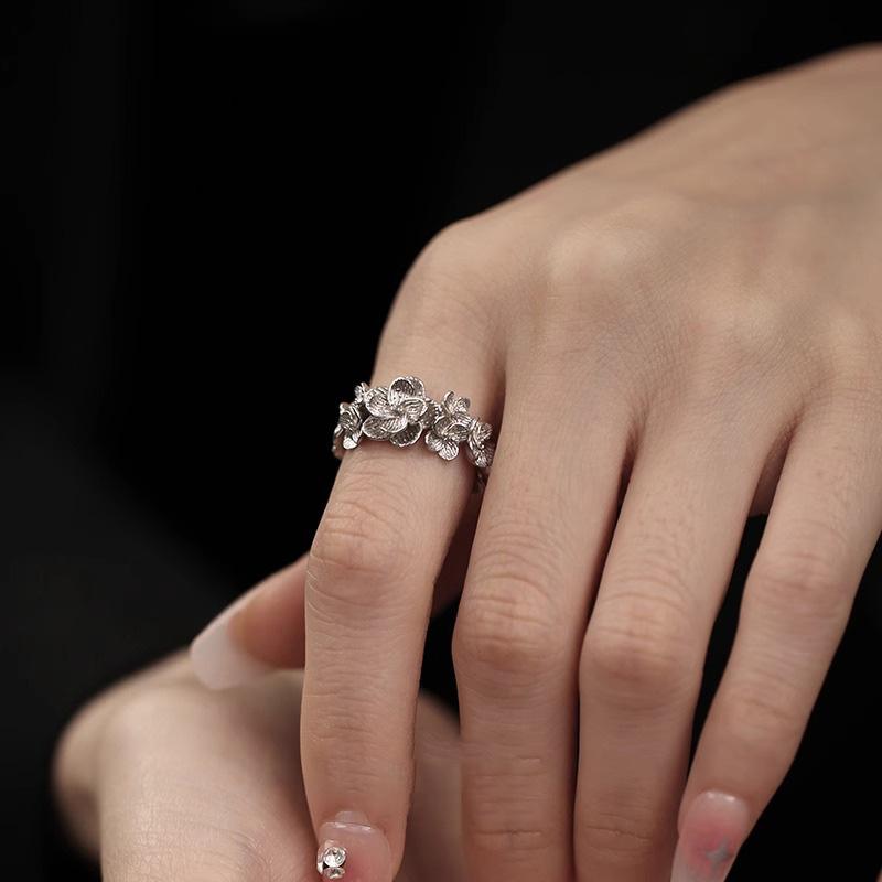 925 Silver Rose Flower Ring For Women Unique Ins Fashion Light Luxury Personalized Gift