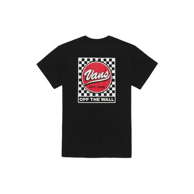 T-shirt Casual Larga a Maniche Corte con Stampa Logo a Scacchiera Unisex Top Nero VN0A4UTRBLK