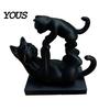 Cat Themed Home Decor 3D Printed Black Figurine, Modern Kitten Statue, Animal Shape Collectible Figure Desk Decoration for Office, Gift Lovers