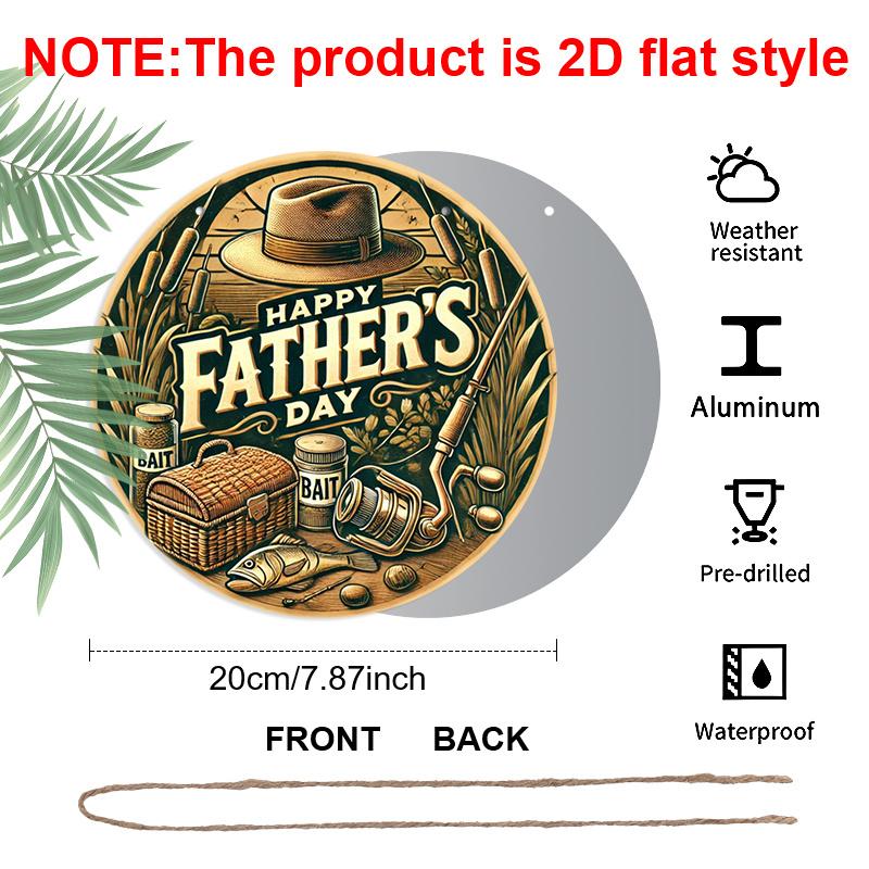 

2D Flat 1pc, 8x8 in, Happy Father s Day Aluminum Metal Flower Wreath Logo, Home Room Decoration, Farmhouse Decoration, Street, Shop, Garage, Bar 1pc