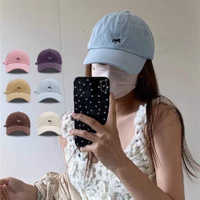 Fox Embroidery Women Baseball Cap Soild Color Cotton Sun Visors Men Outdoor Sport Adjustable Snapback Peaked Caps