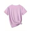 Women's Butterfly Print Round Neck T-Shirt - All-Season Comfort Stretchy Casual Top with Artistic Line Design,