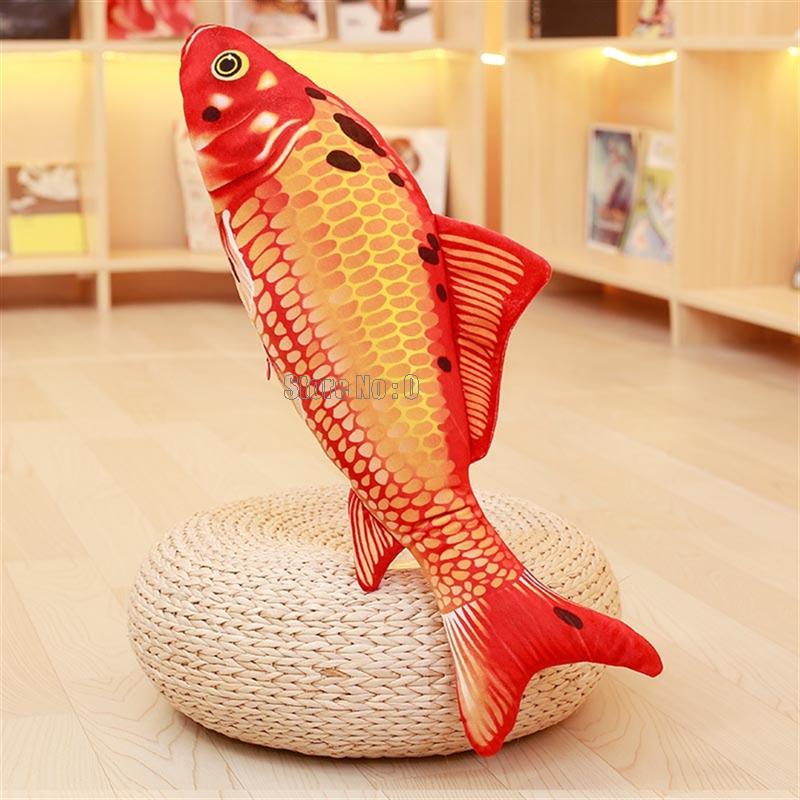 Peluche Koi Poisson en Peluche Doux Poupée Poisson Douce Oreiller Koi Doux Coussin Poisson Rouge Pour Chat Enfants Cadeau Jouet