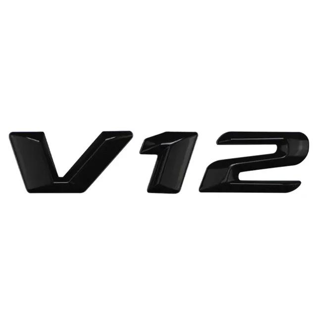 3d Chrome Black V12 Logo Letters Car Fender Emblem For Mercedes Benz Coil W220 CL 500 CL600 S600 V12 Badge Sticker Accessories