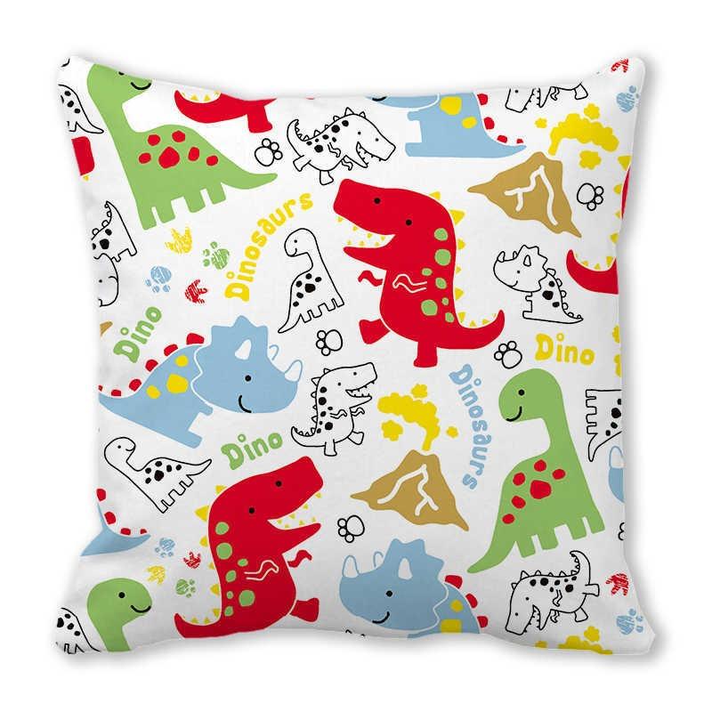 Office Sofa Car Cushion Cover Luxury Home Decoration Pillow Cover Cute Cartoon Little Dinosaur Animal Pattern