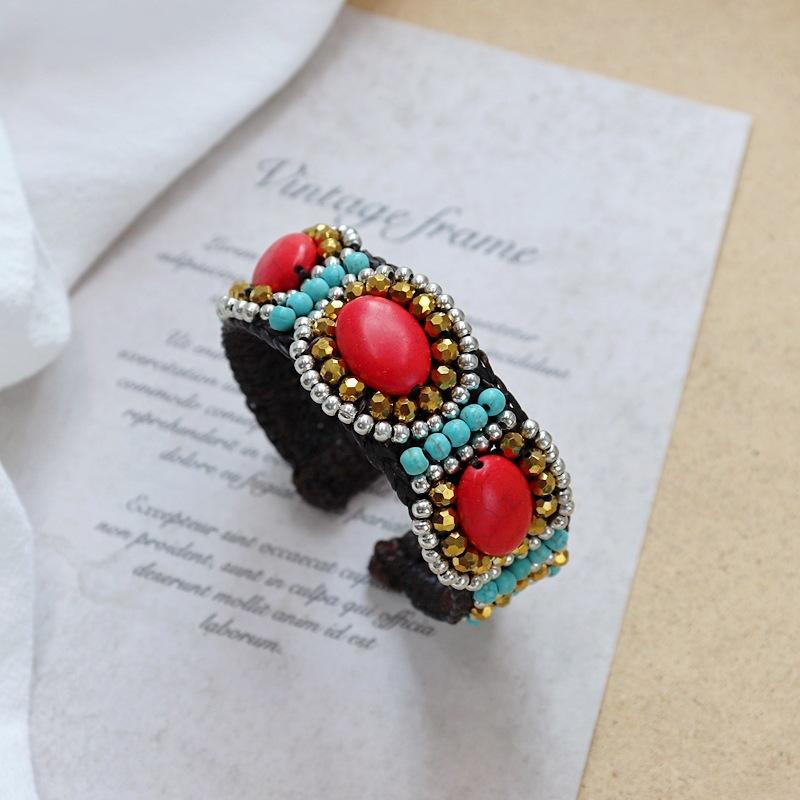 Handmade bohemian ethnic style bracelet woven natural stone retro personalized Tibetan bracelet with jewelry women