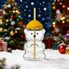 Cartoon-Bär Kaffeetasse Transparente Borosilikat Kälte- und Hitzebeständige Glas Kreative Weihnachts-Strohhalmbecher