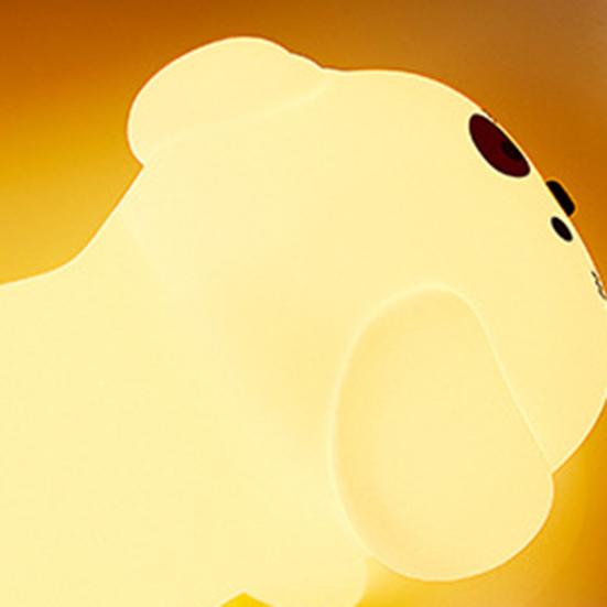 Silicone Night Light with Auto-Off Timer Cute Puppy Design Flicker Free Eye Protection Touch Control LED Bedside Lamp Decoration